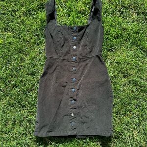 Black Corduroy Button-Down Dress